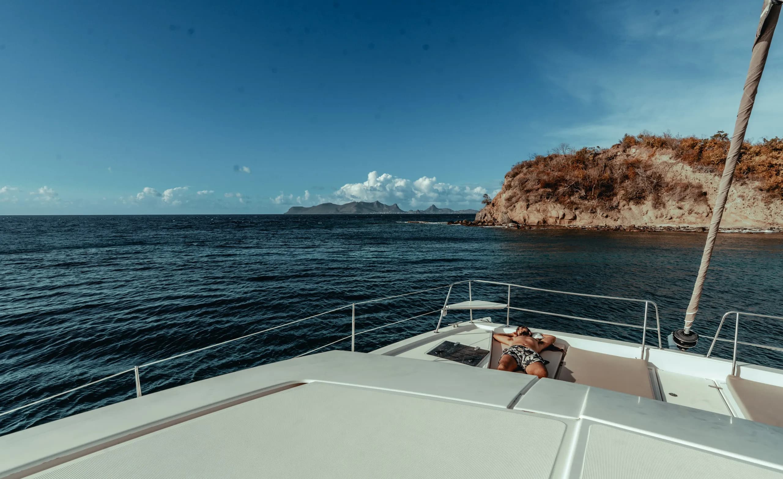 Catamaran sailing on the Mauritius lagoon