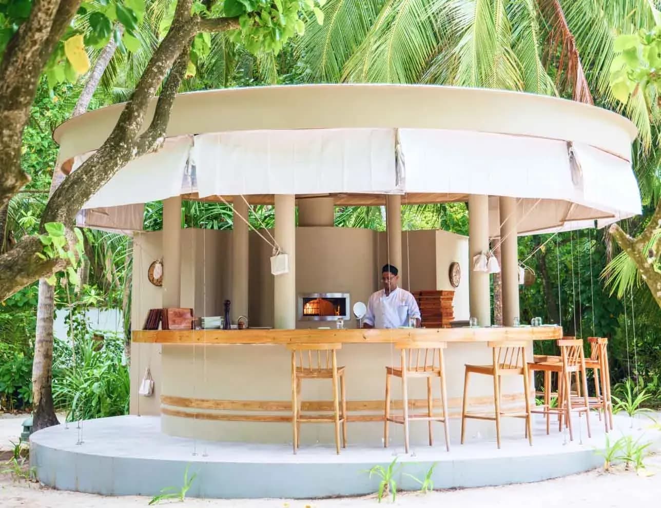 Joe's Pizza wood-fired oven and bar at Amilla Maldives