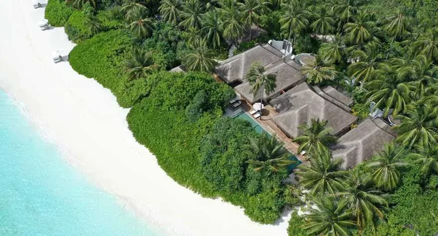 Three Bedroom Beach Pool Residence with private pool and garden at Anantara Kihavah Maldives Villas