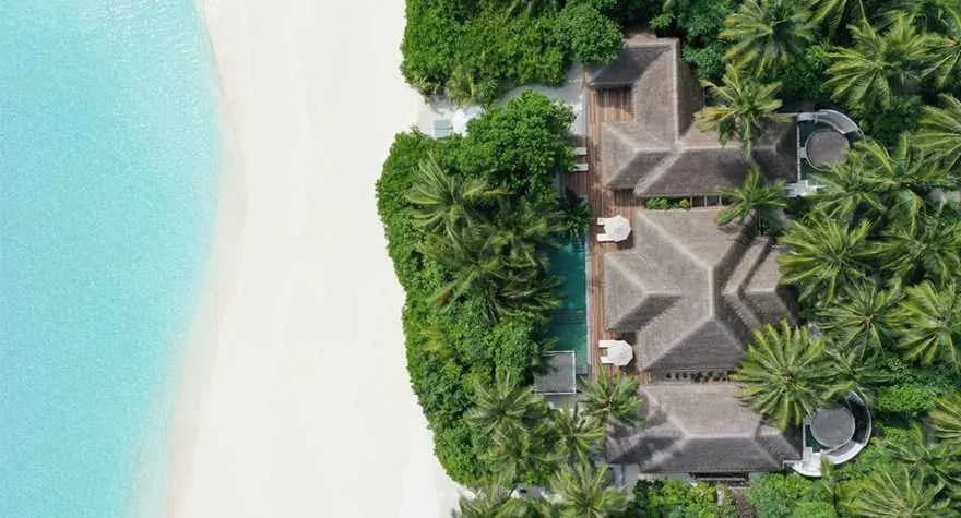 Two Bedroom Beach Pool Residence with oversized infinity pool at Anantara Kihavah Maldives Villas