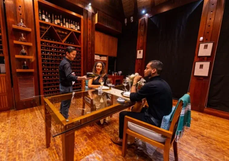 "20" The Wine Cellar dining room at Anantara Maia Seychelles Villas