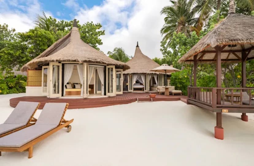 Grand Beachfront Pool Villa exterior at Banyan Tree Vabbinfaru