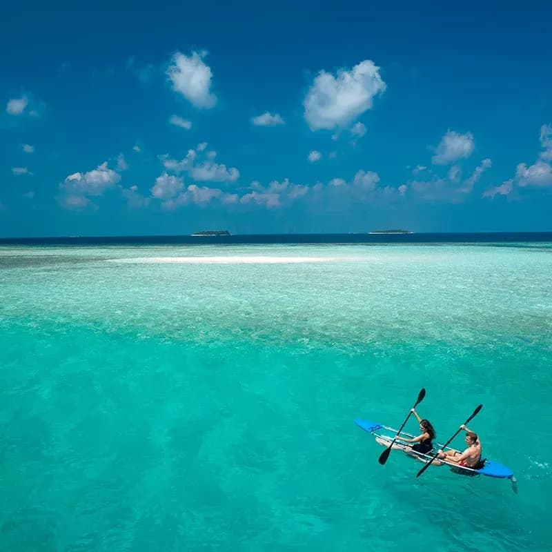 Kayaking in the lagoon at Baros Maldives