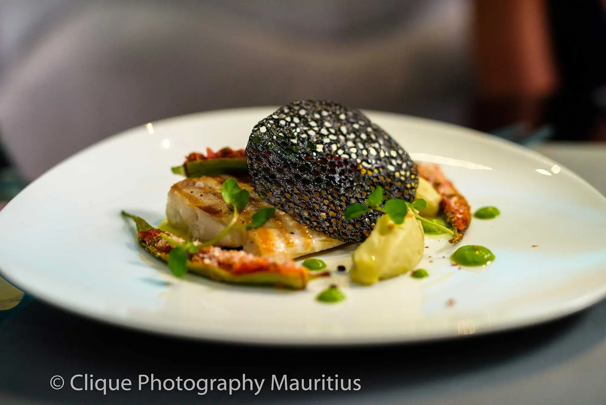 Contemporary plated dish at B Restaurant, Baystone Boutique Hotel & Spa