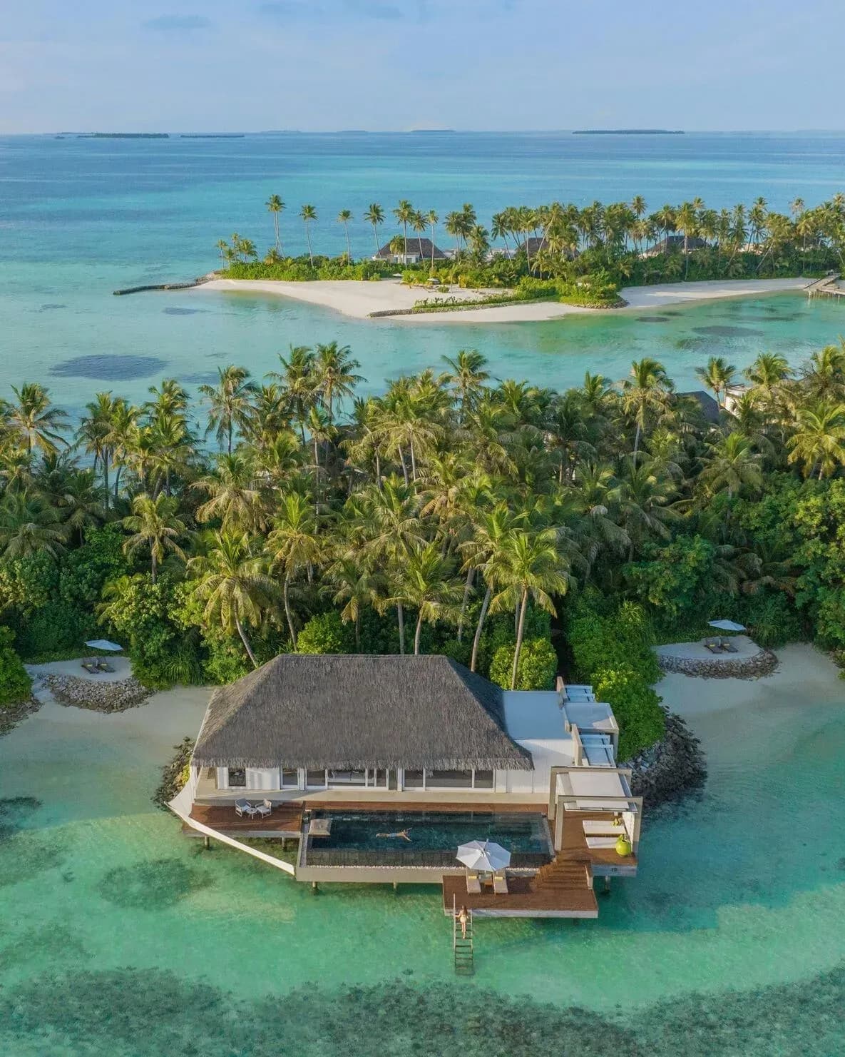 1-Bedroom Garden Water Villa exterior with private pool at Cheval Blanc Randheli