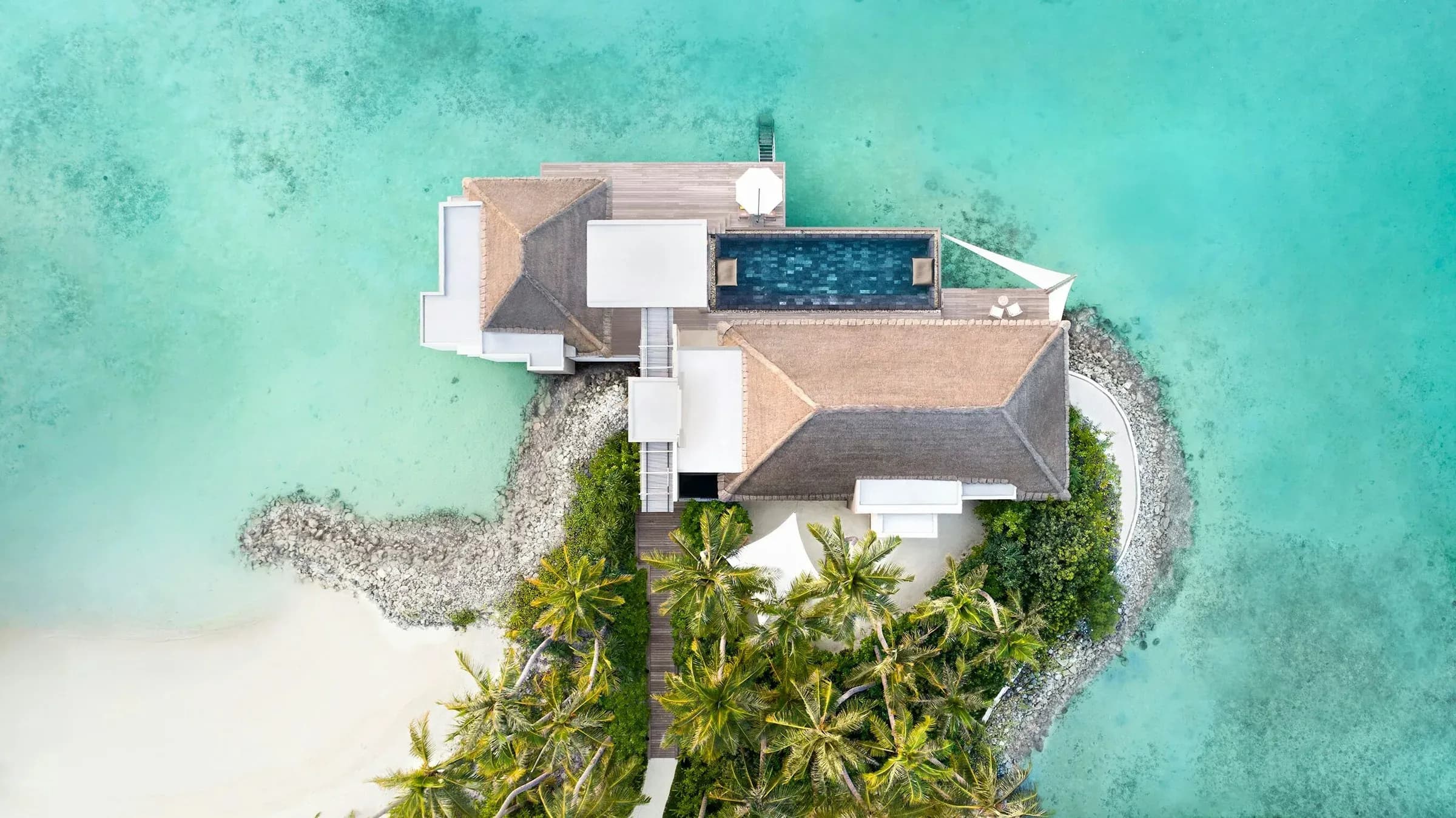 2-Bedroom Garden Water Villa exterior deck at Cheval Blanc Randheli