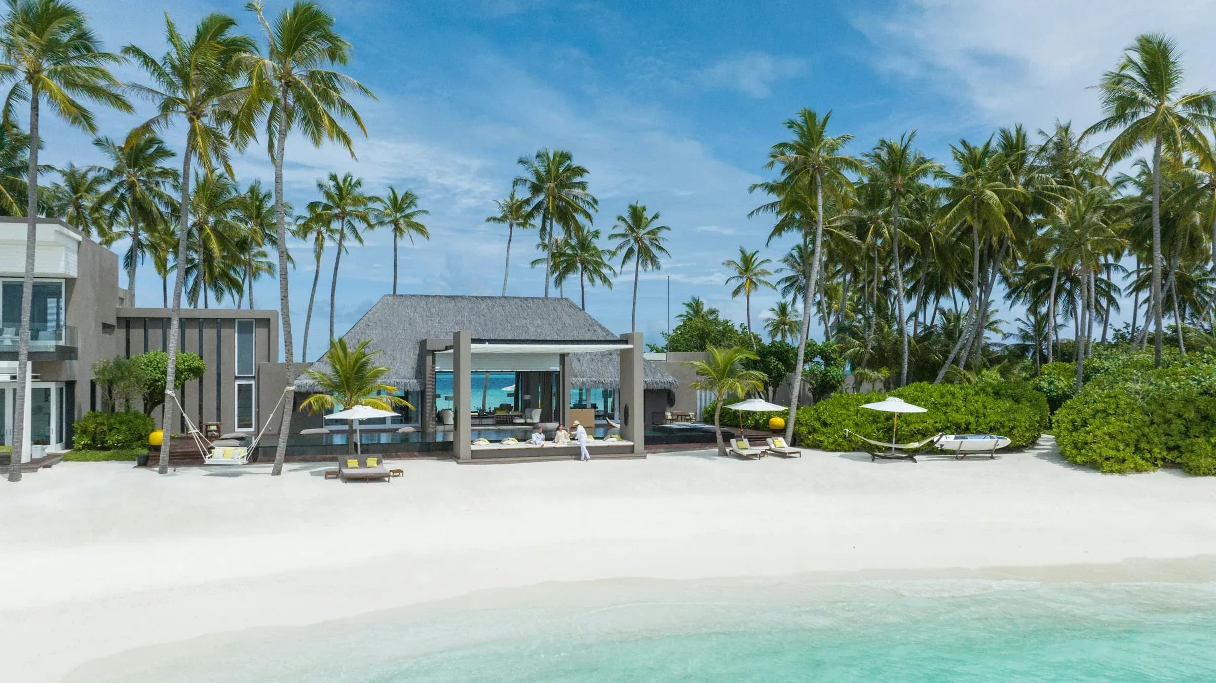 Main villa poolside view of Cheval Blanc Randheli Private Island