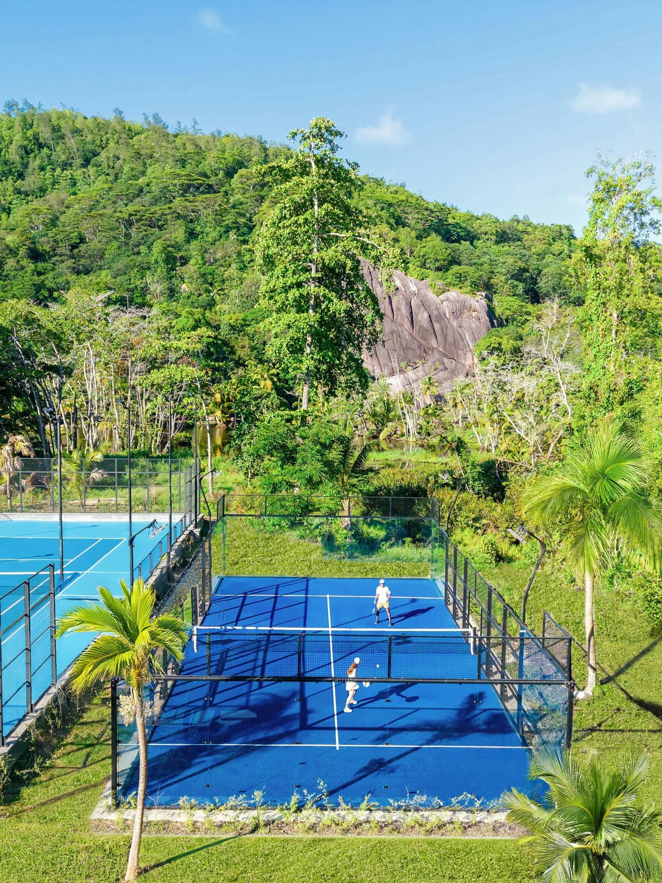 Tennis and padel courts at Cheval Blanc Seychelles