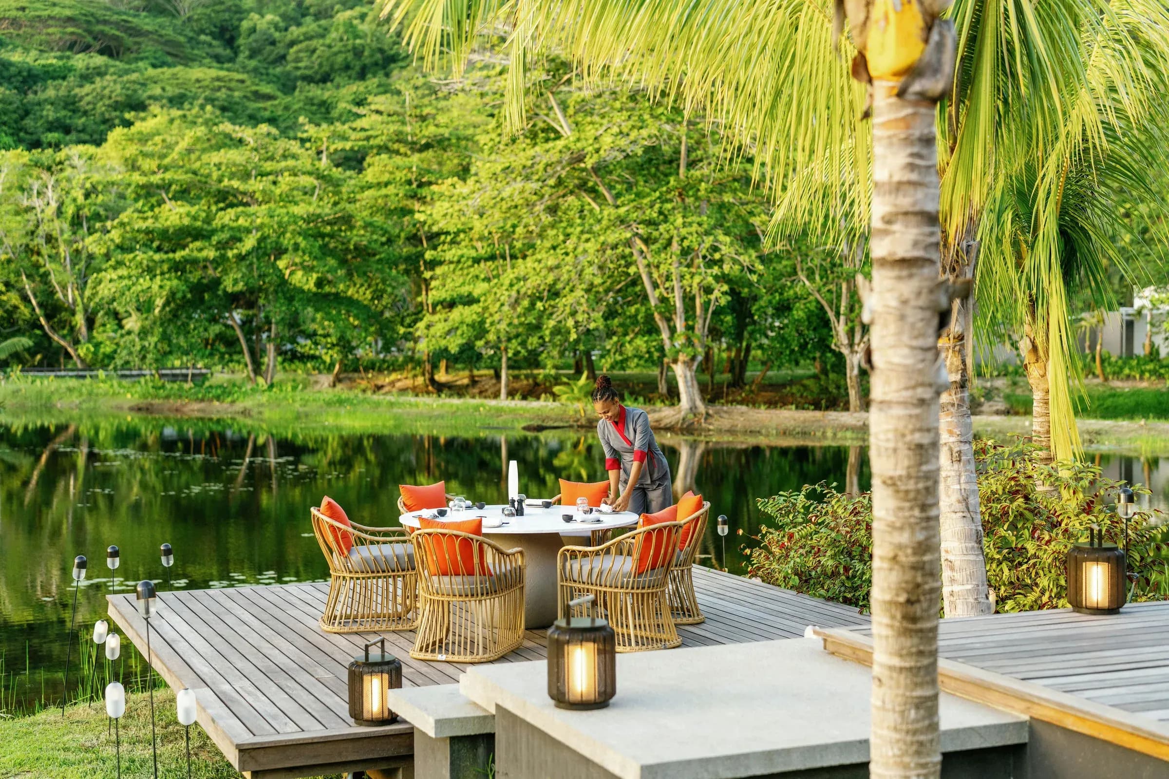 Mizumi restaurant beside the lake at Cheval Blanc Seychelles