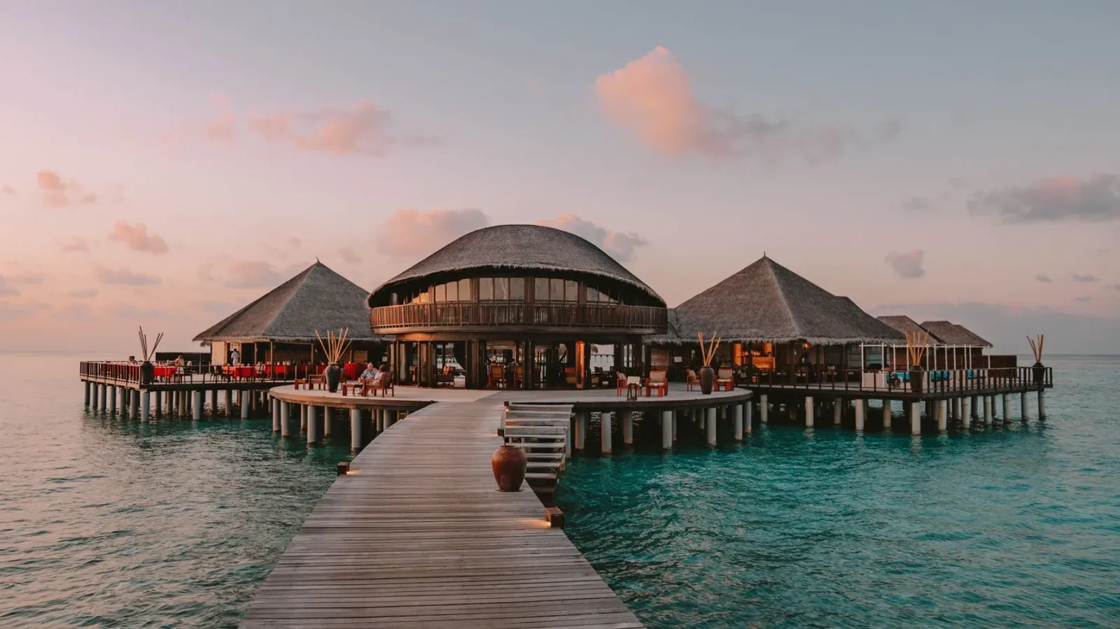 Stars restaurant and bar terrace over the lagoon at Coco Bodu Hithi