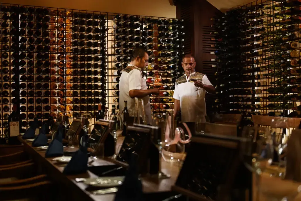 Sommeliers in the underground Wine Cellar at Conrad Maldives Rangali Island