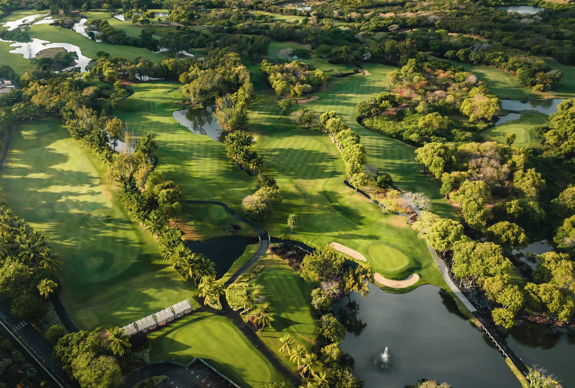 Aerial view of the Legend golf course at Constance Belle Mare Plage