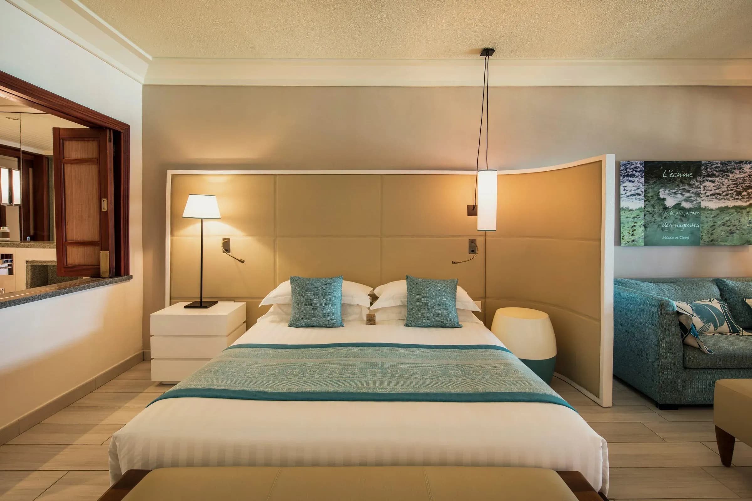 Junior Suite Beachfront terrace and living area at Constance Belle Mare Plage