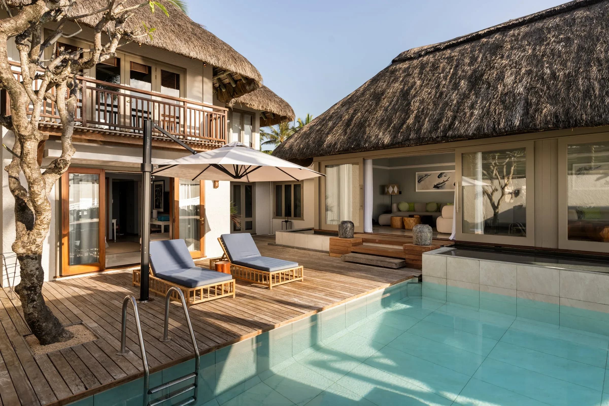 Presidential Villa bedroom with private balcony at Constance Belle Mare Plage
