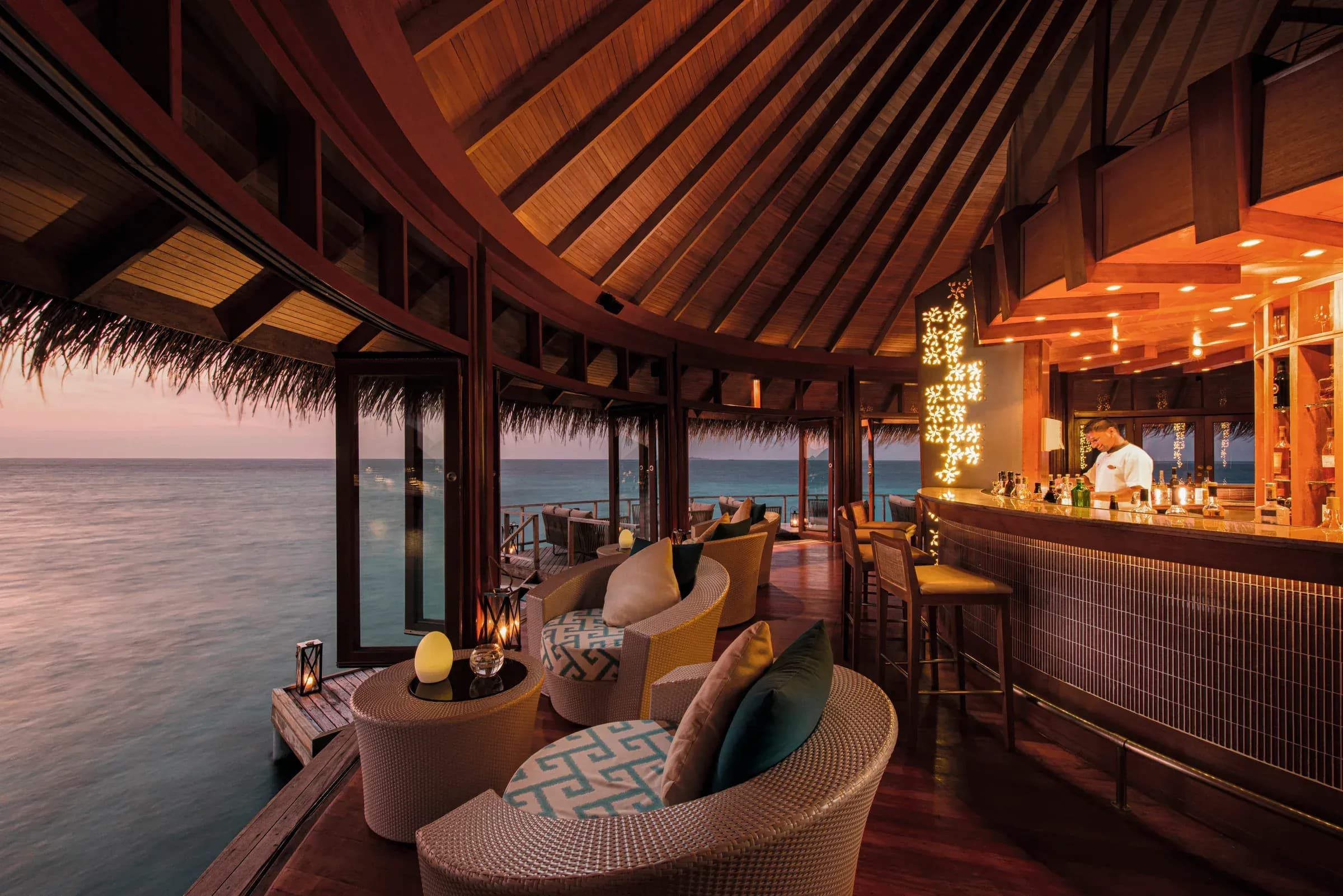 Jing restaurant dining setting at Constance Halaveli