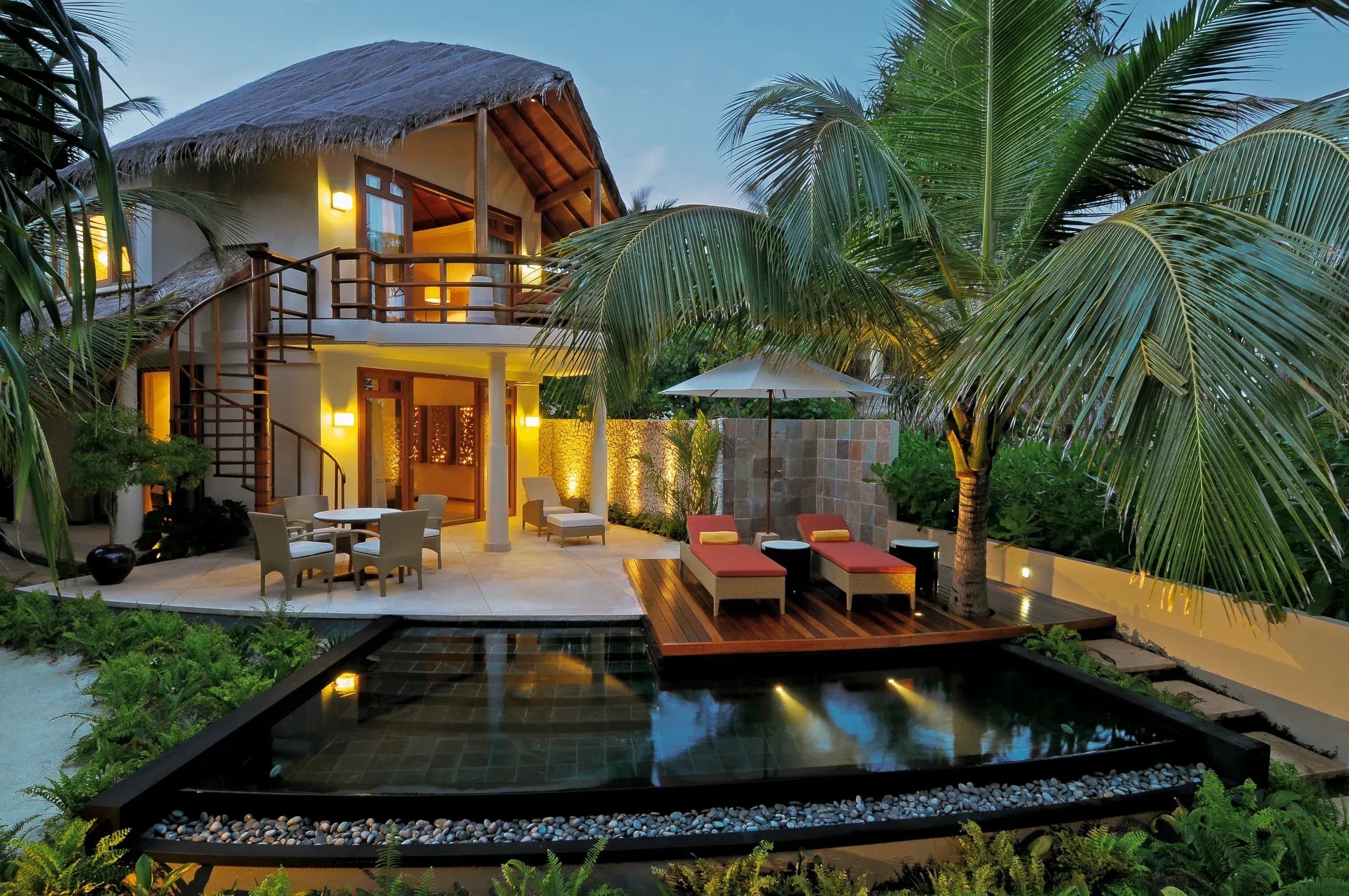 Double Storey Beach Villa exterior at Constance Halaveli