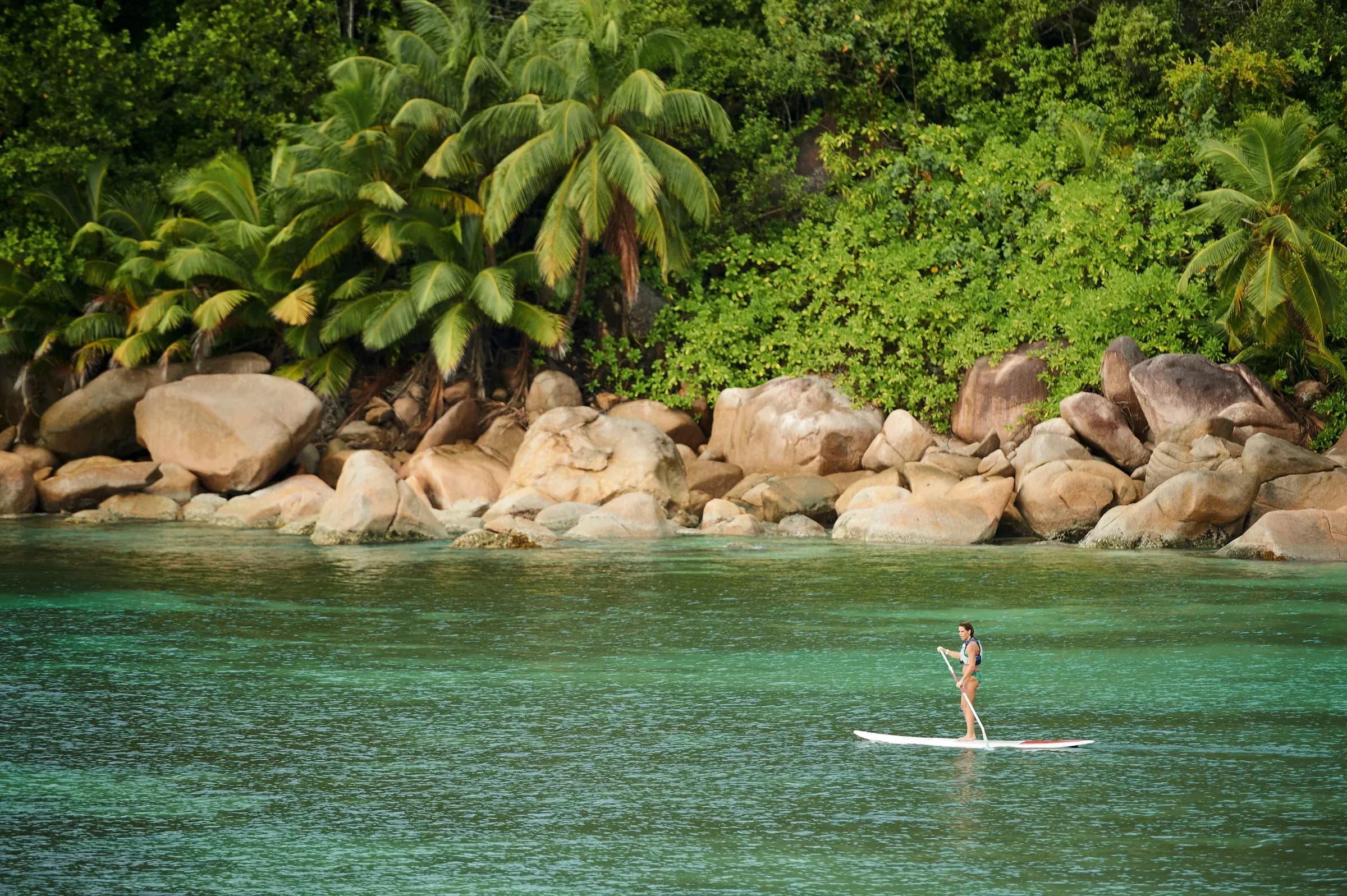 Stand-up paddleboarding on the lagoon at Constance Lemuria