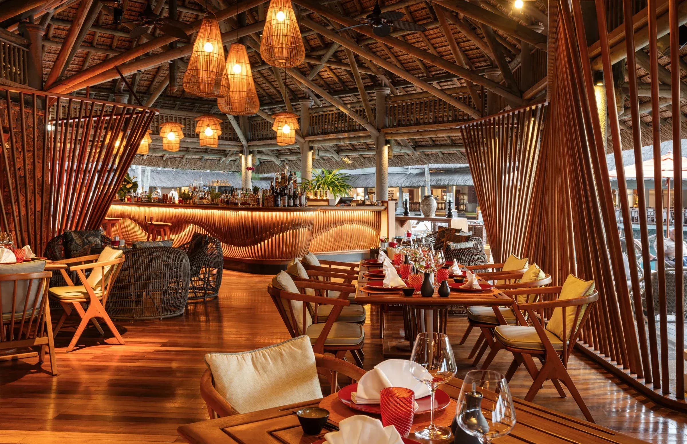 Asian restaurant dining setting at Constance Prince Maurice