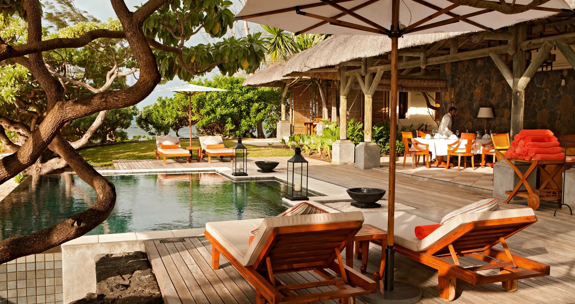 Princely Villa private pool terrace at Constance Prince Maurice