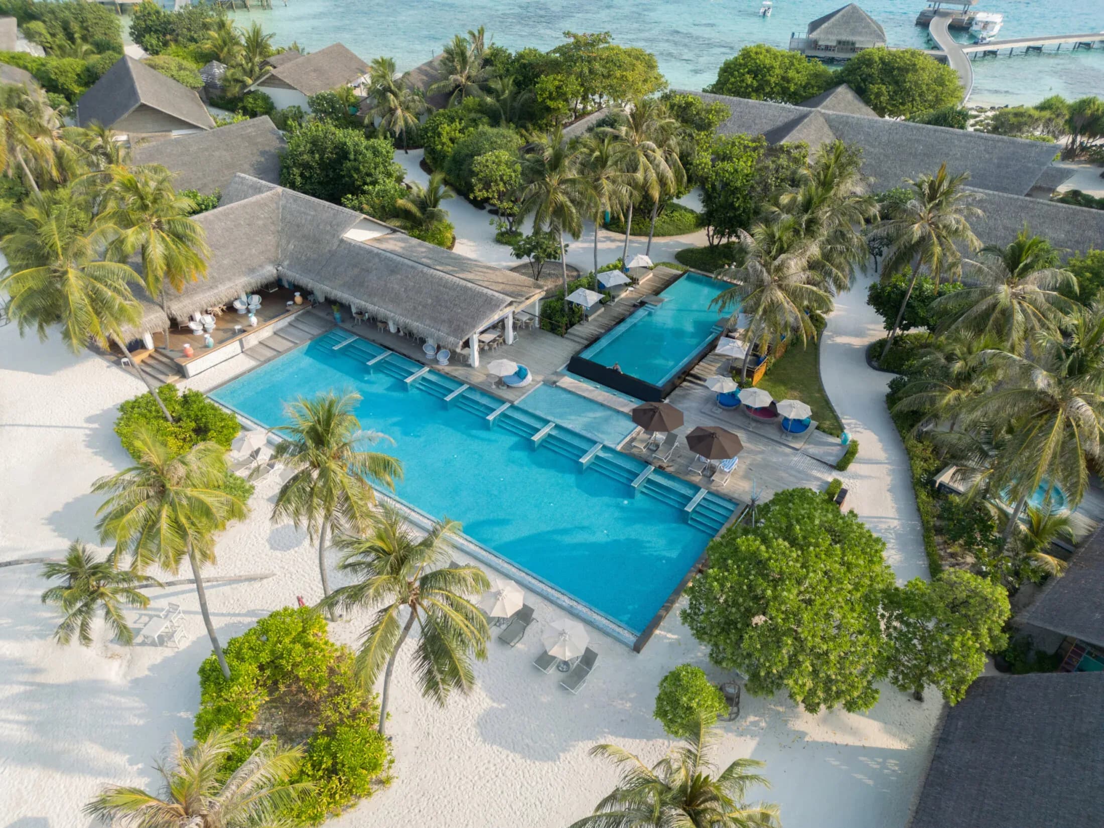 Acquapazza Italian beach club dining area at Cora Cora Maldives