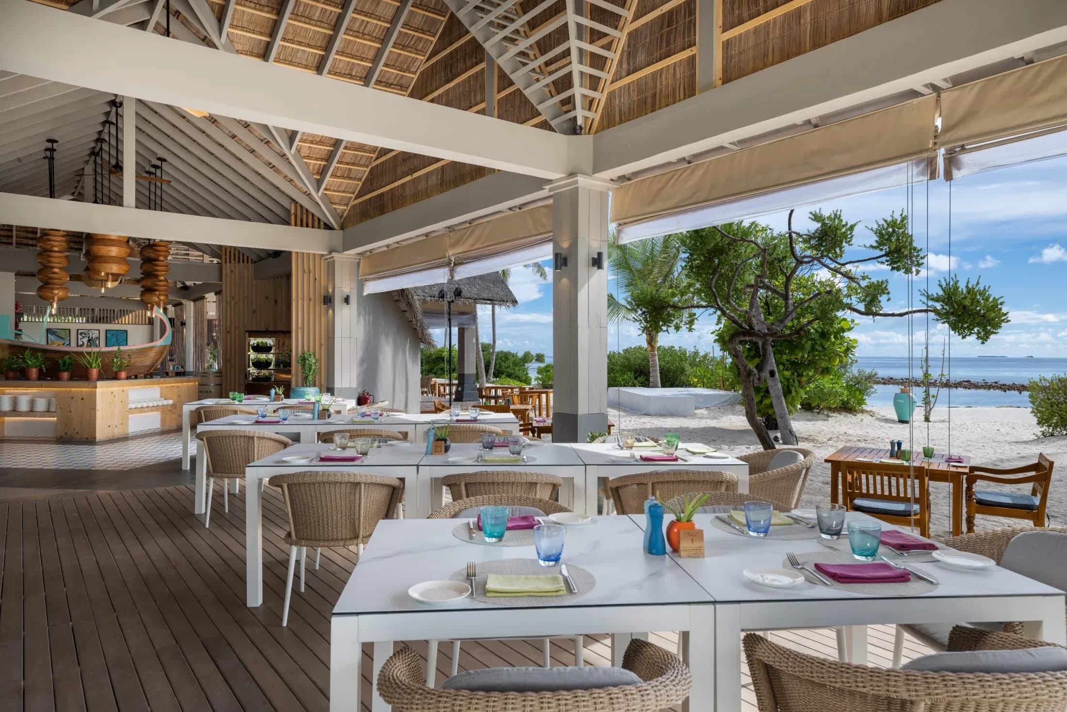 Tazaa restaurant dining setting at Cora Cora Maldives