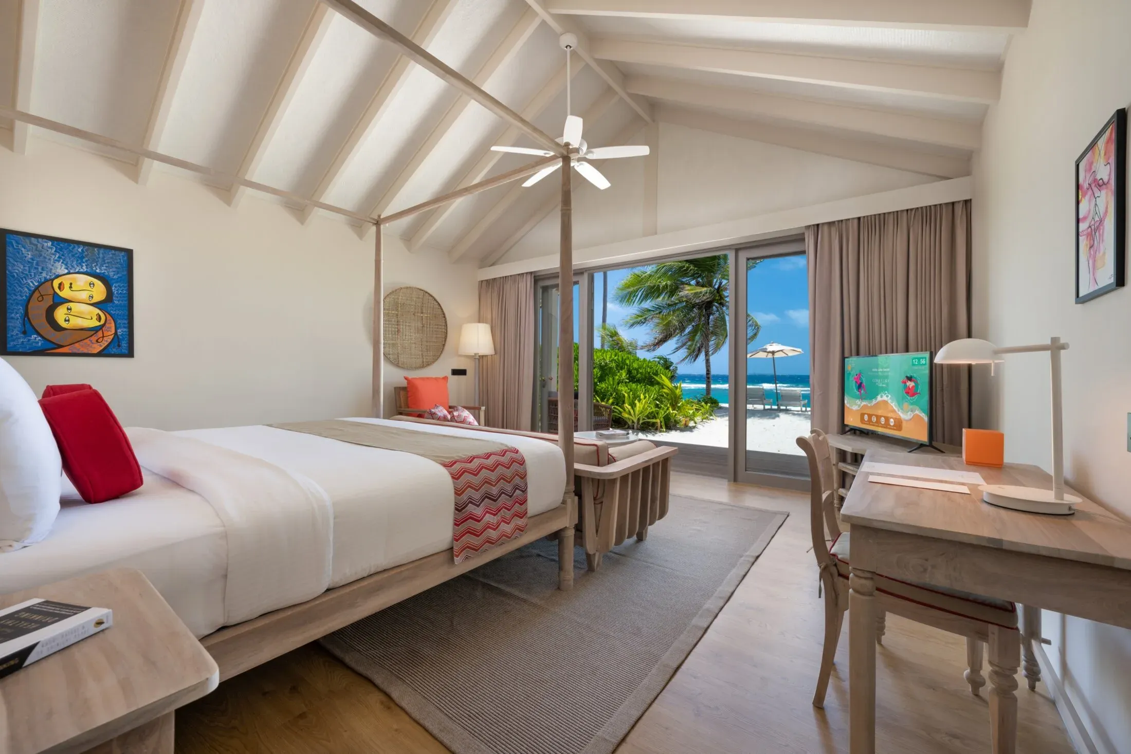Beach Villa bedroom interior at Cora Cora Maldives