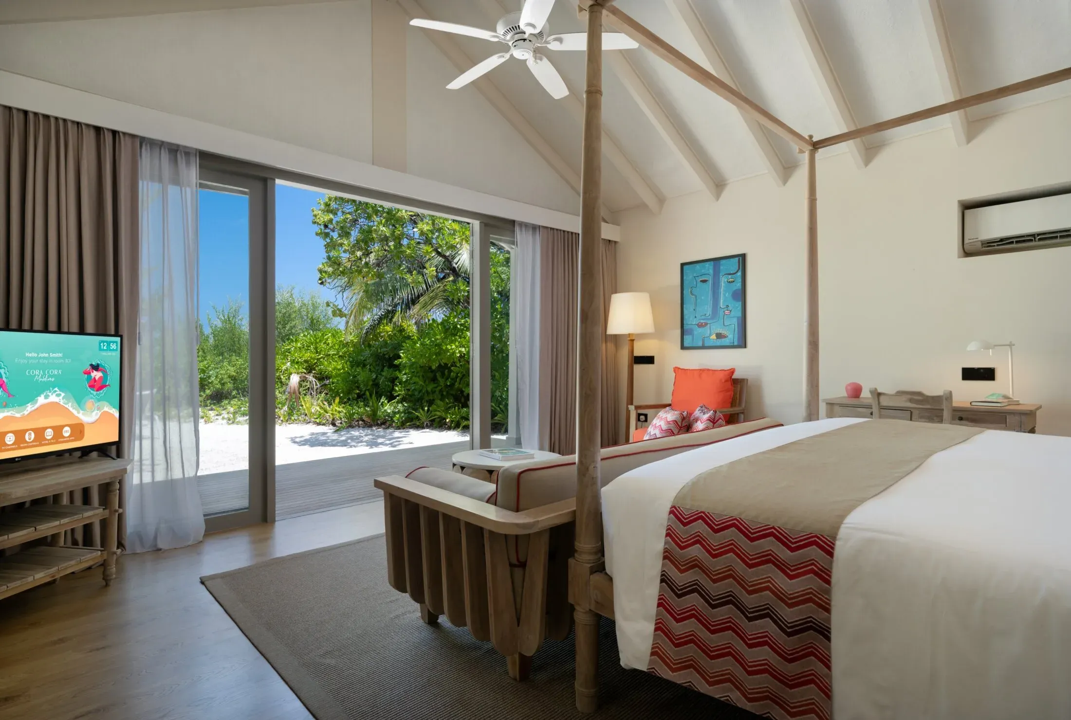 Two Bedroom Family Beach Villa master bedroom at Cora Cora Maldives