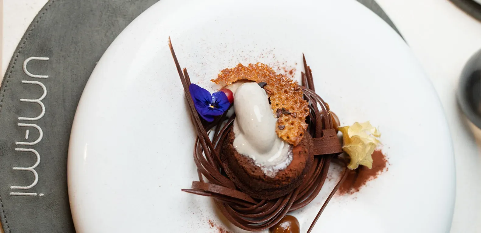 Plated dessert at Umami, Dinarobin Beachcomber's Asian-inspired restaurant