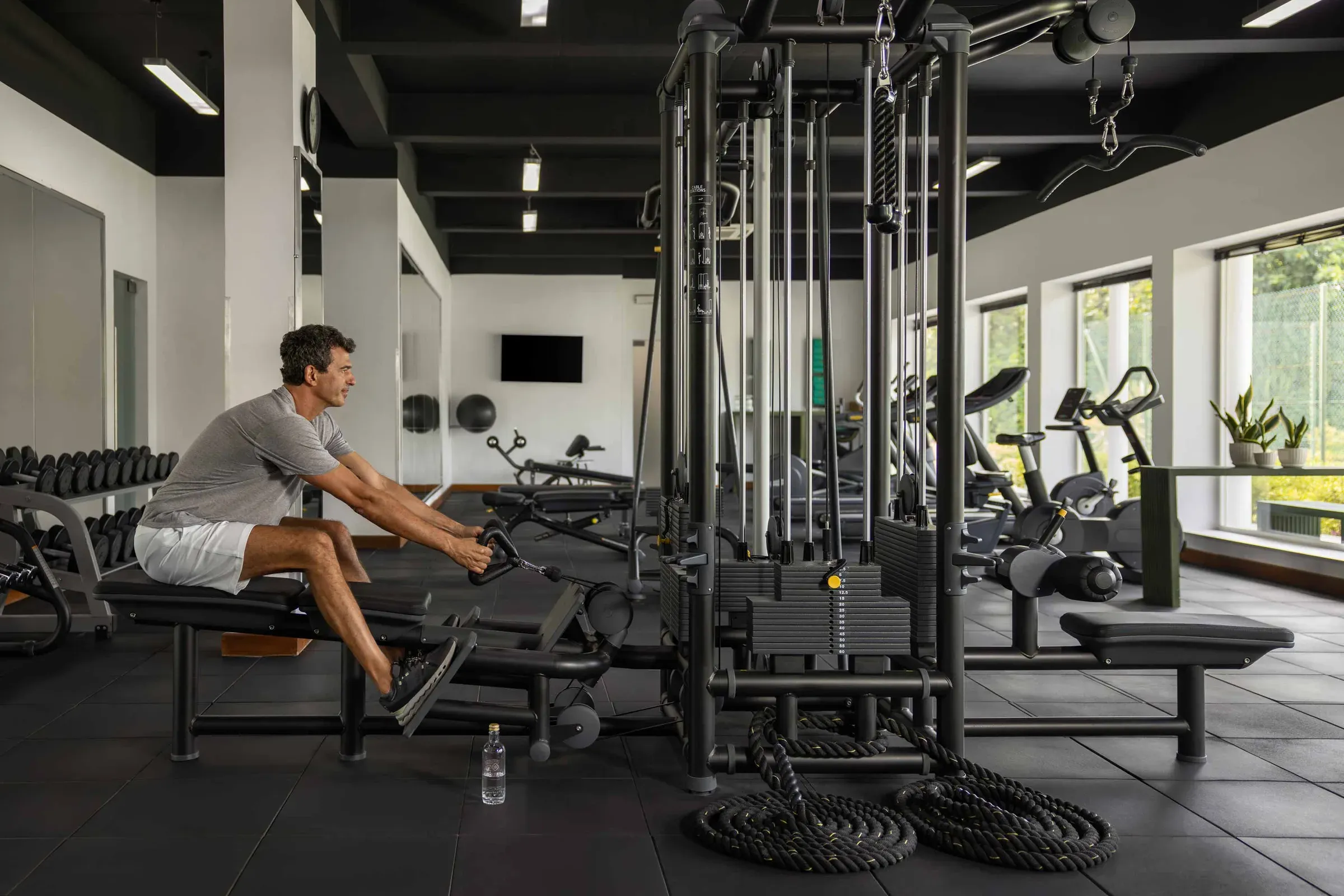 Technogym-equipped gym at the Gym & Sports Centre, Emerald Maldives Resort & Spa