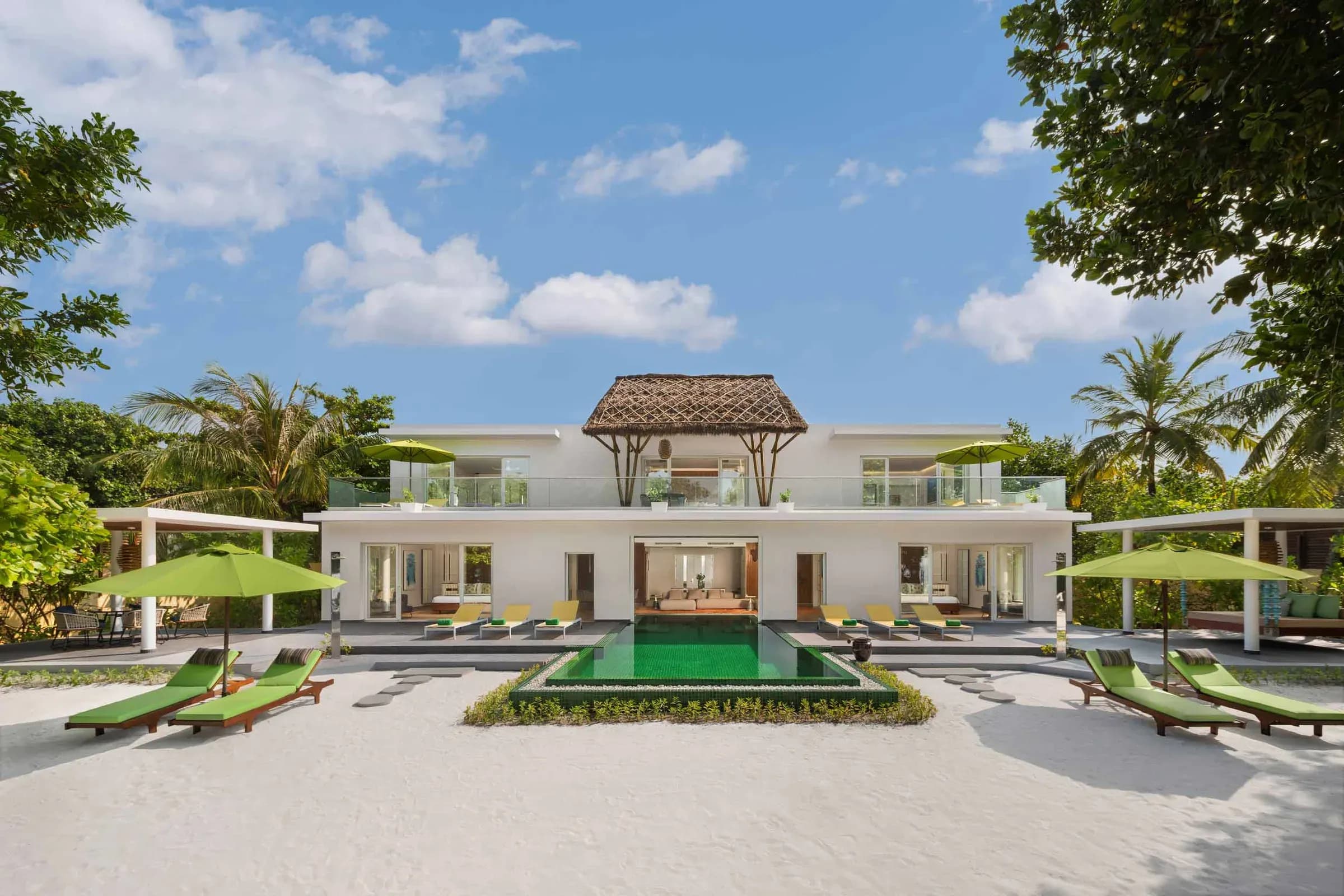 Private pool terrace at the Three Bedroom Royal Beach Villa with Pool, Emerald Maldives Resort & Spa
