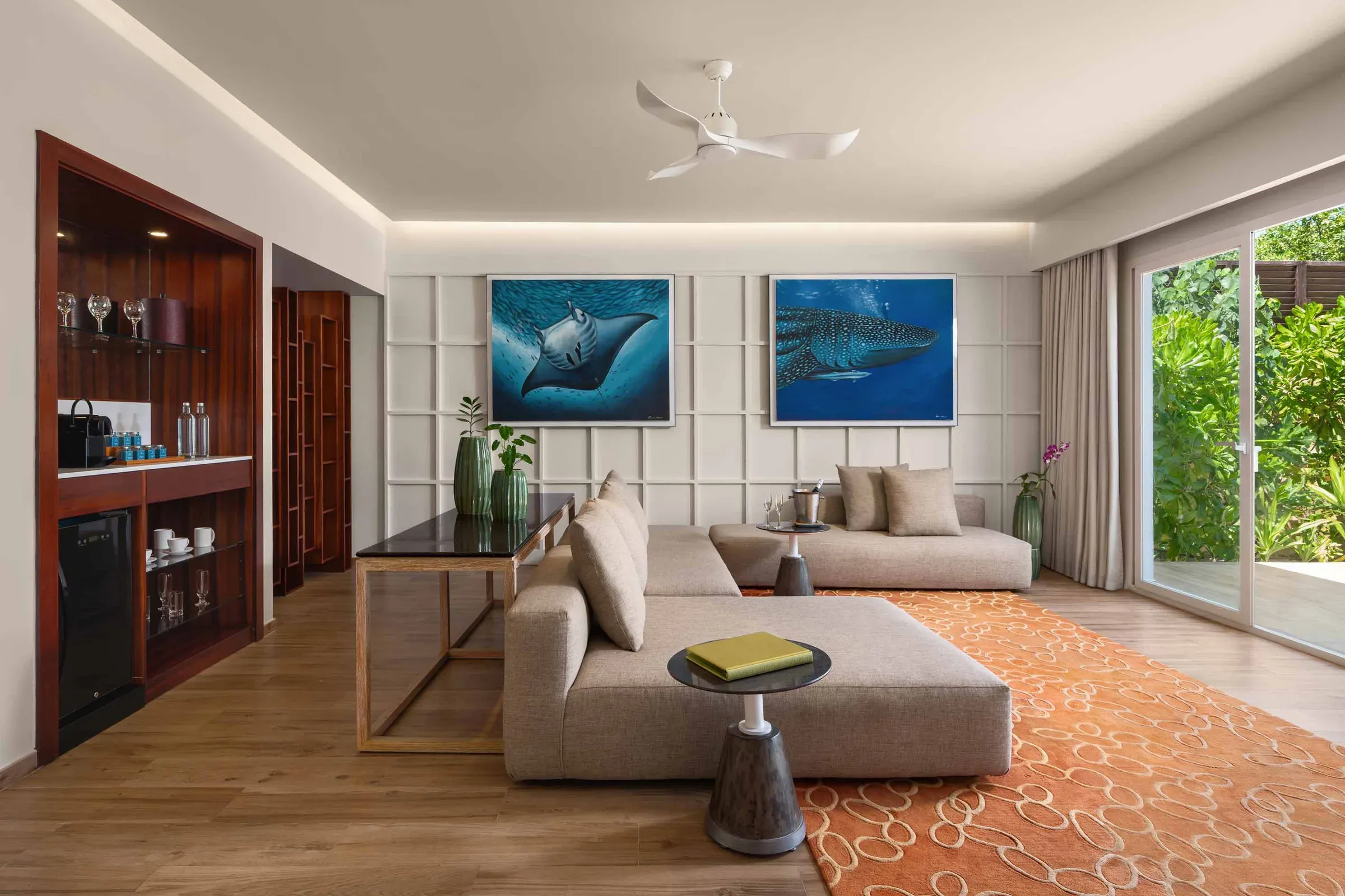 Superior Beach Villa with Pool interior at Emerald Maldives Resort & Spa
