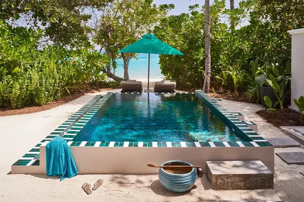 Two Bedroom Interconnecting Beach Villa pool at Finolhu Maldives