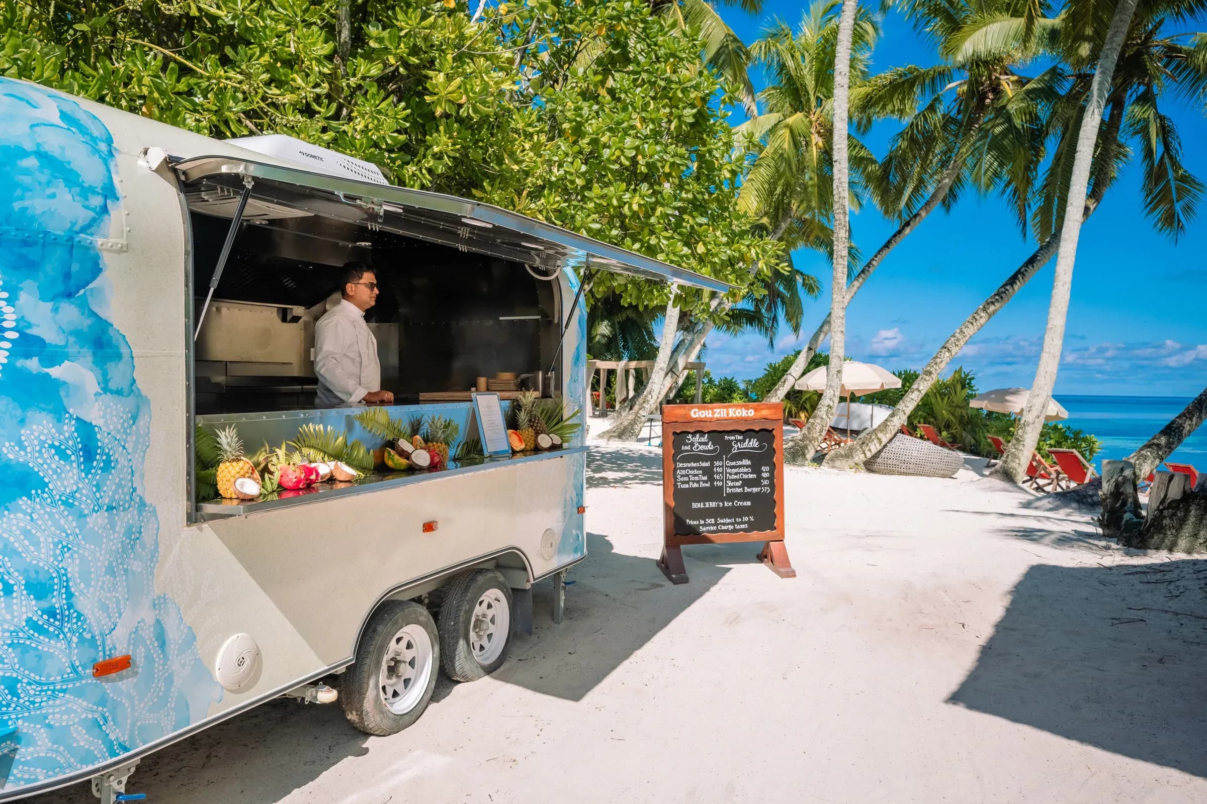 Gou Zil Koko beachside food truck at Four Seasons Resort Seychelles at Desroches Island