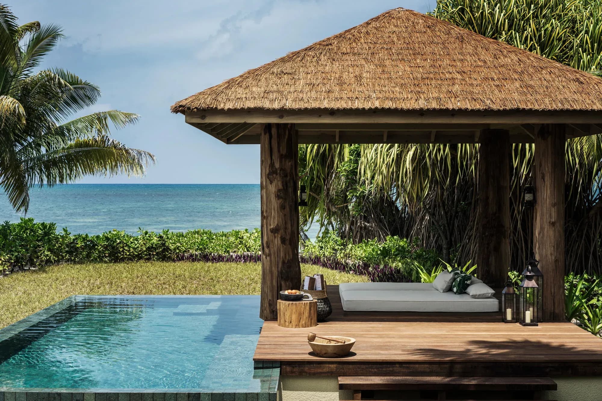 Ocean-View Pool Villa terrace and private pool at Four Seasons Resort Seychelles at Desroches Island