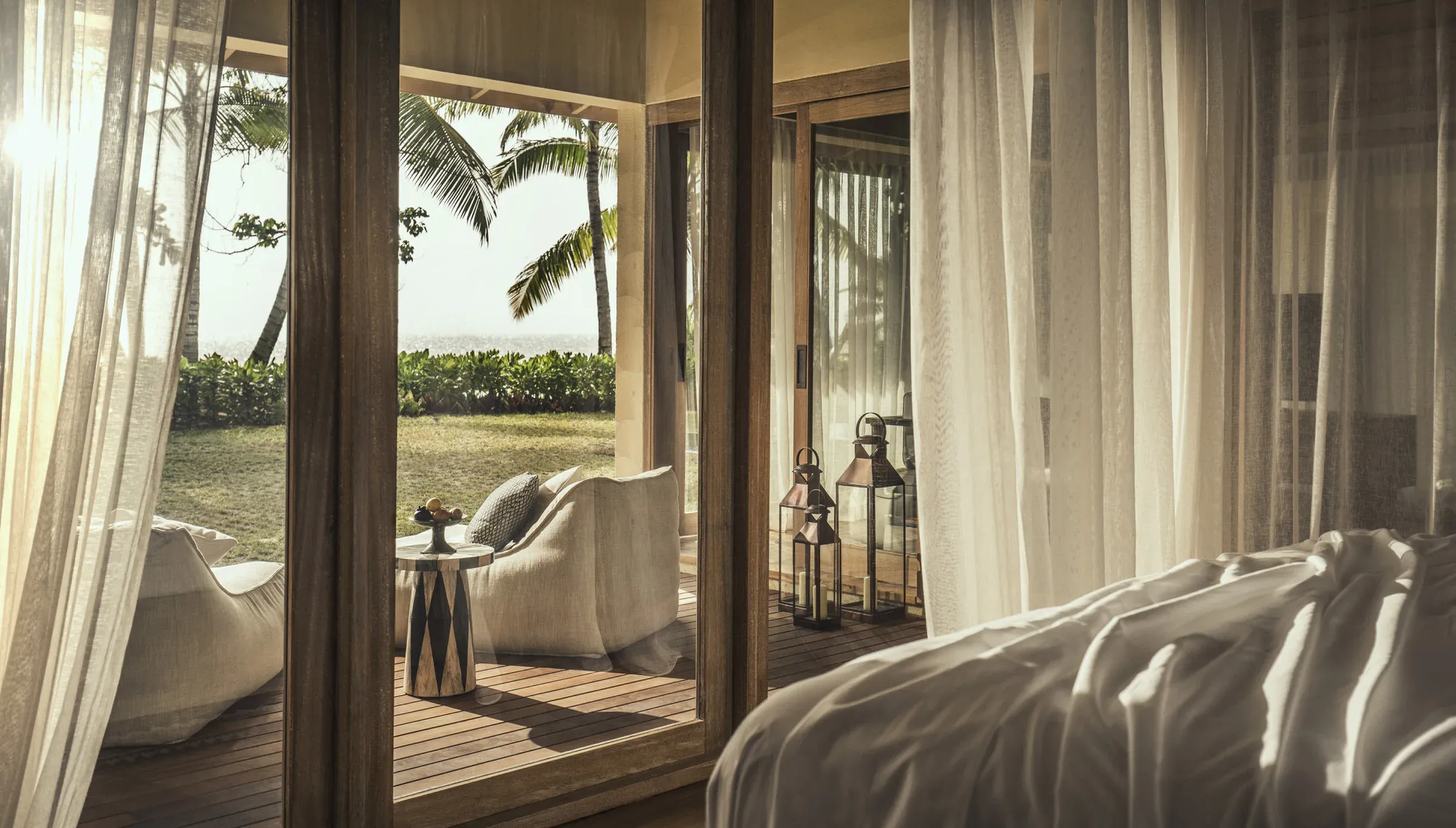 Sunset Beach Suite terrace and pool at Four Seasons Resort Seychelles at Desroches Island