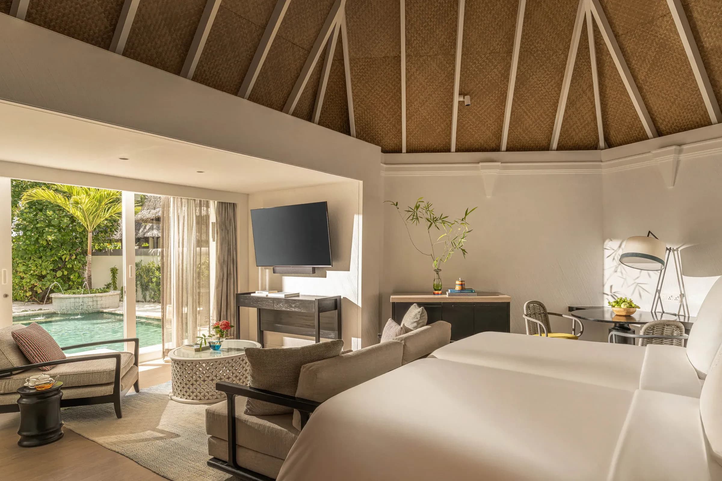 Deluxe Beach Pavilion with Pool interior at Four Seasons Resort Maldives at Kuda Huraa
