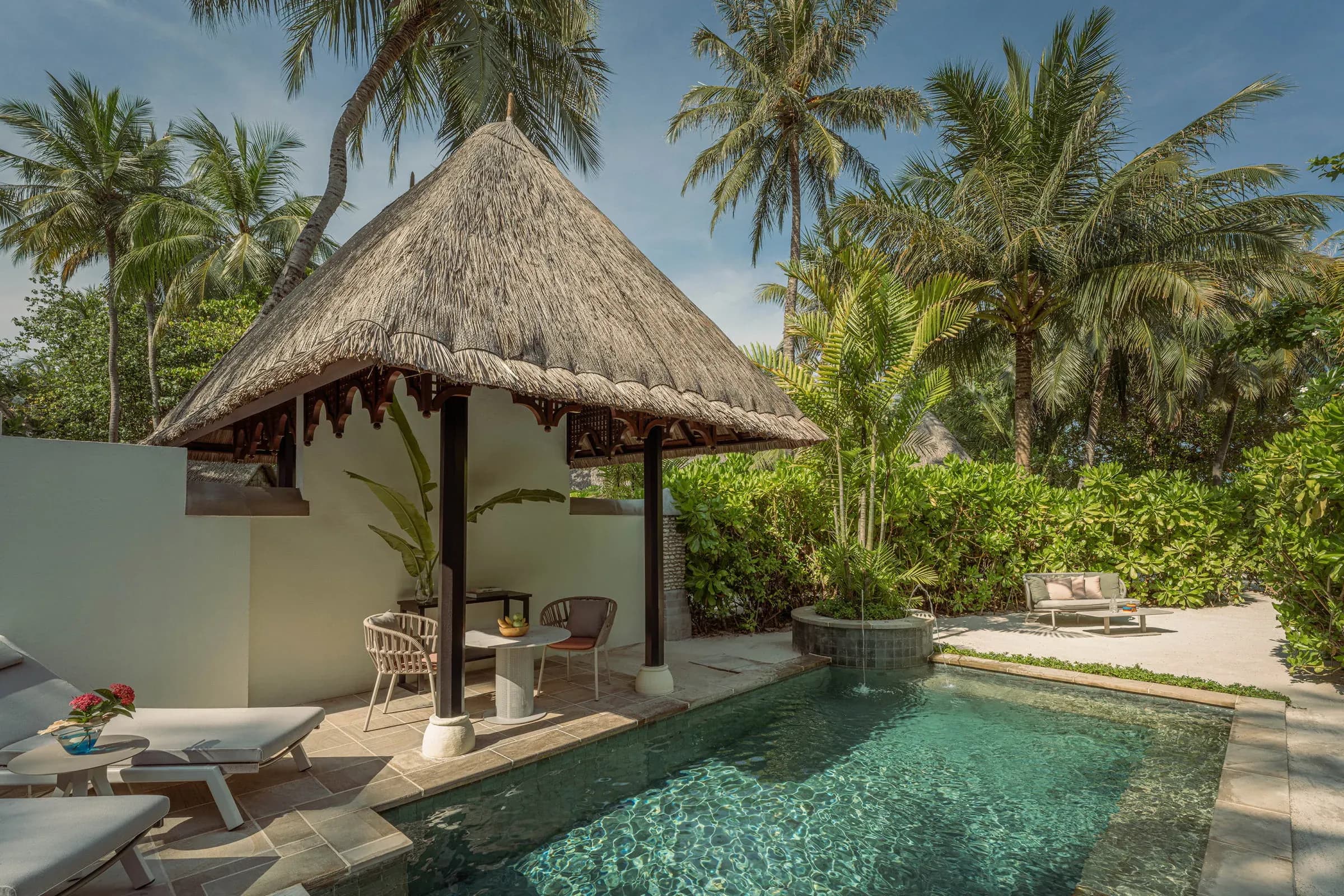 Garden Pavilion with Pool interior at Four Seasons Resort Maldives at Kuda Huraa