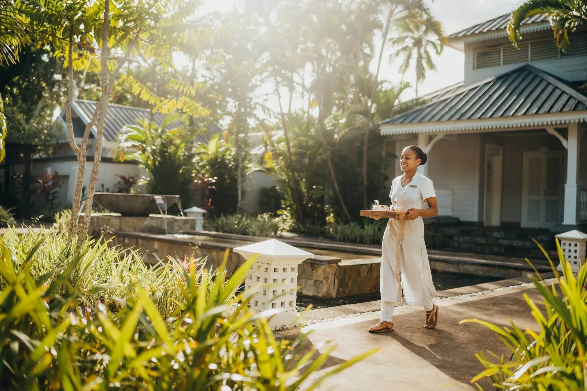 Garden spa treatment area at Heritage Le Telfair