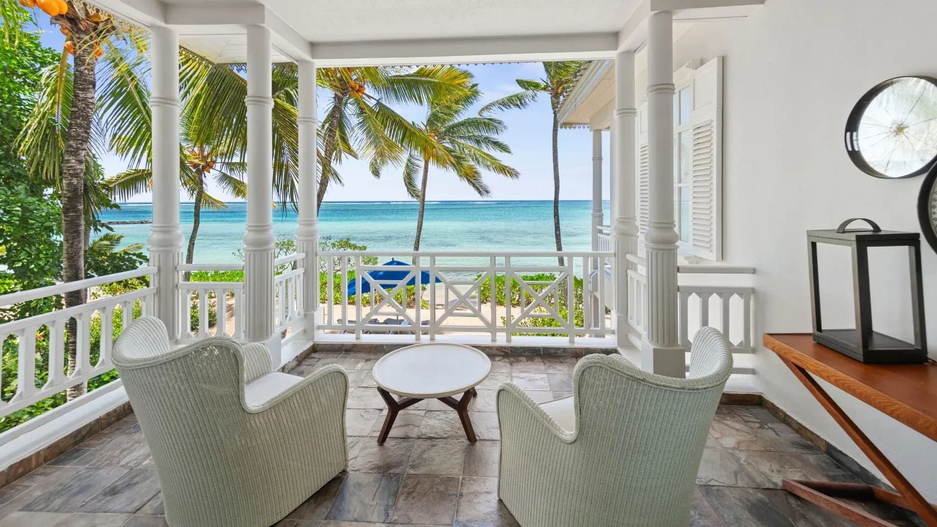 Junior Suite Beachfront ground-floor terrace in the Adult-Only Wing at Heritage Le Telfair