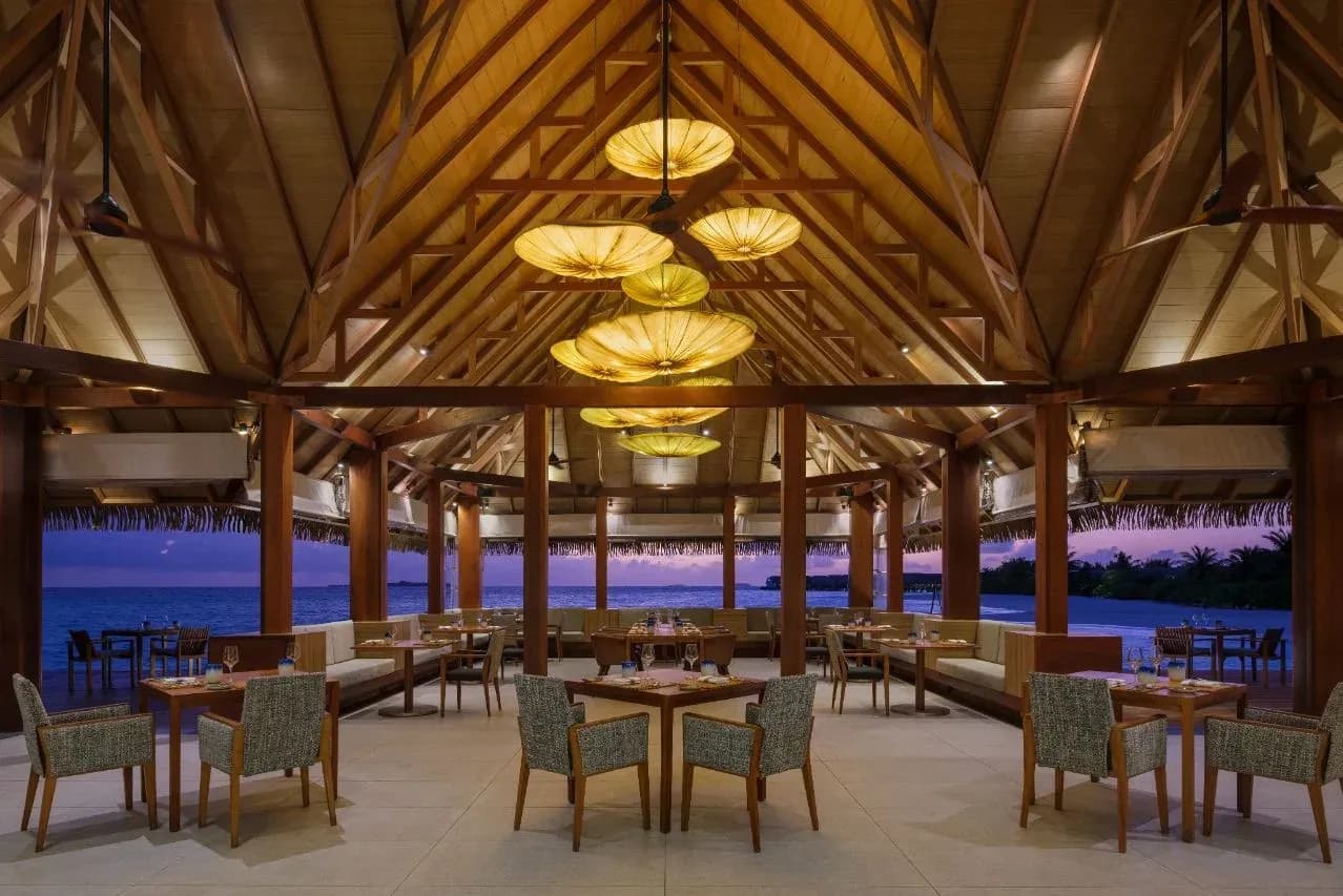 Ralu Overwater Restaurant dining terrace at Heritance Aarah