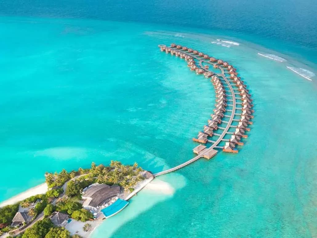 Overwater villas on stilts at Hideaway Beach Resort & Spa