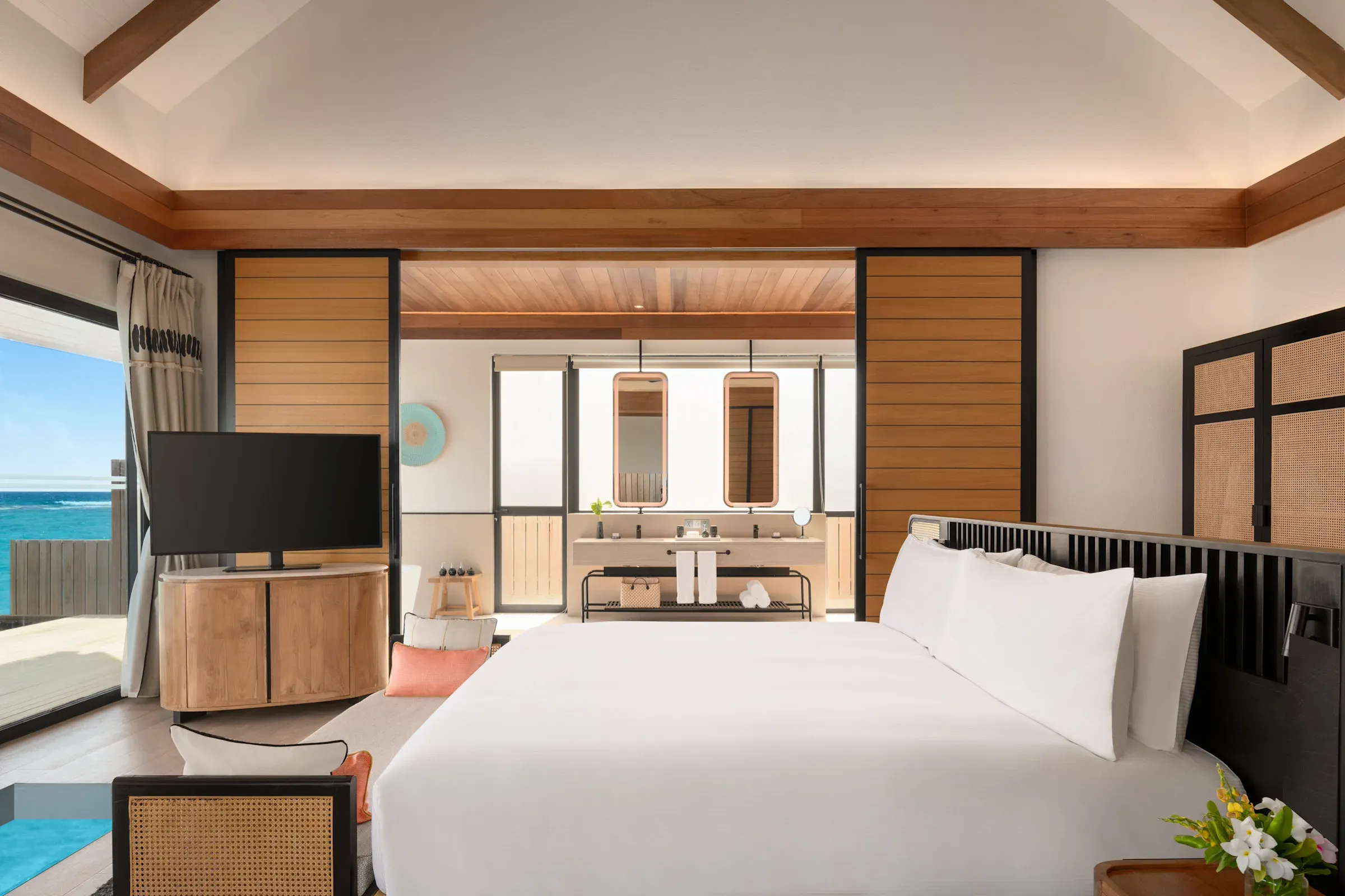 One-Bedroom Overwater Pool Villa sun deck and private pool at Hilton Maldives Amingiri
