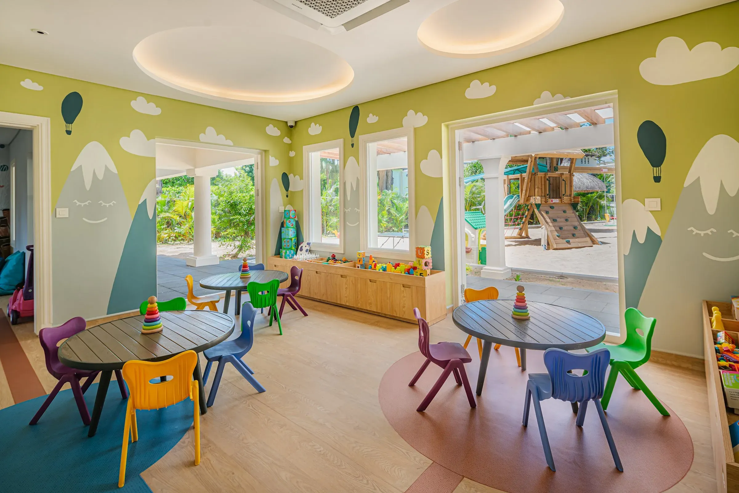 Indoor play area at the Kids Club, Hilton Mauritius Resort & Spa