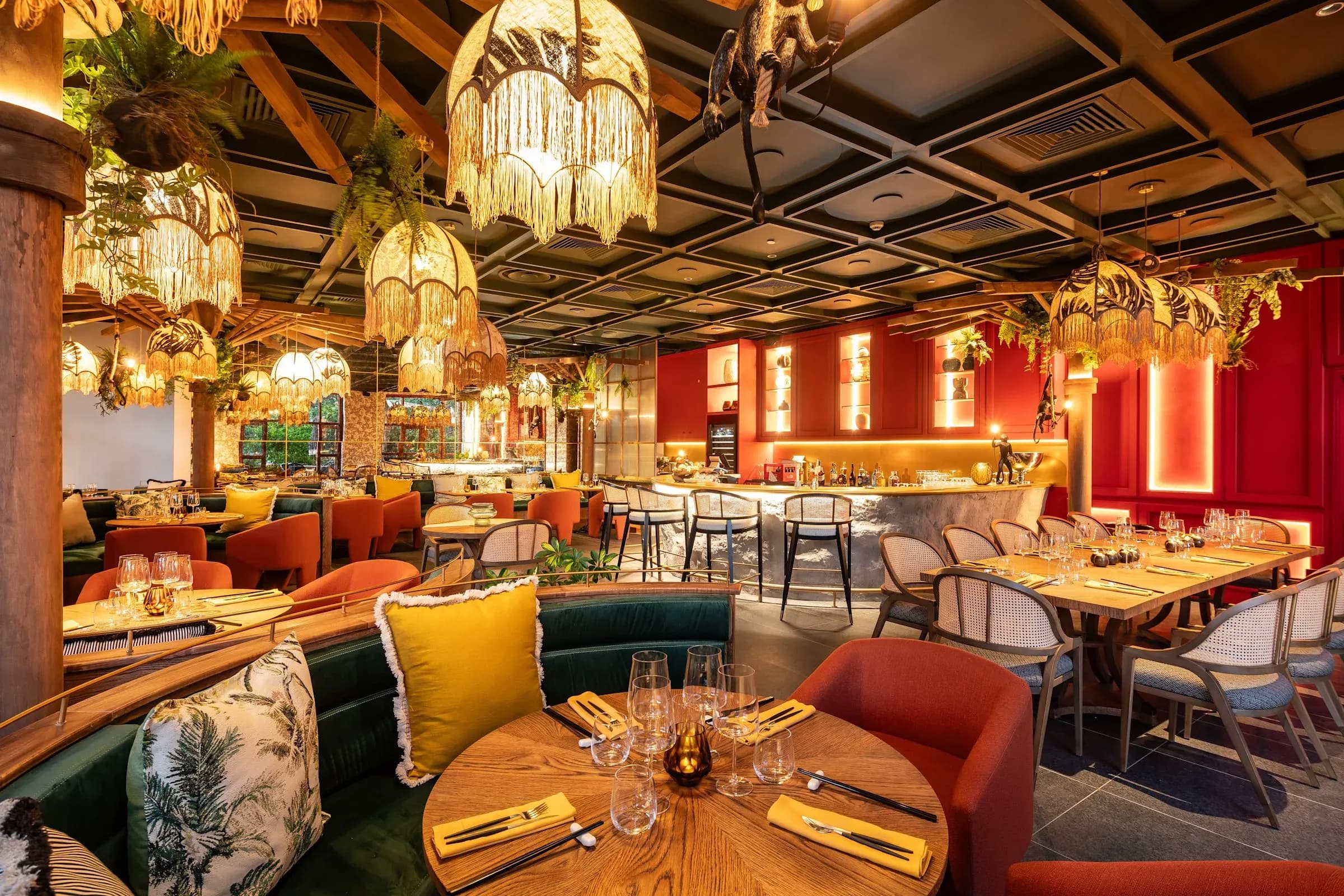 Ginger Thai Restaurant & Bar interior booths at Hilton Mauritius Resort & Spa