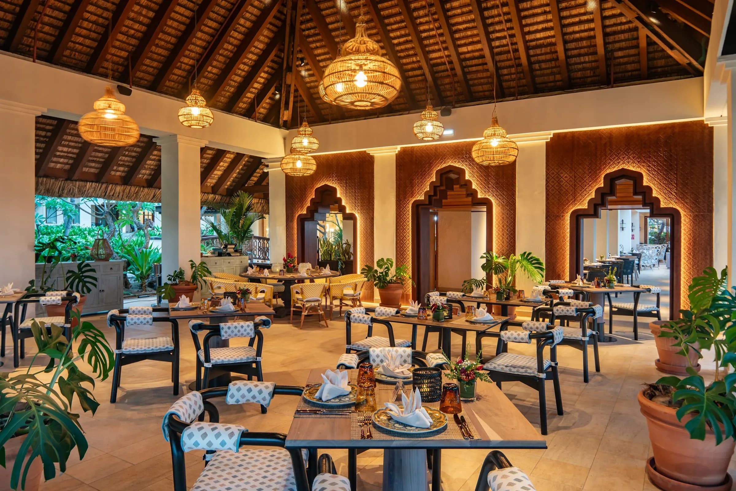 Kesari Restaurant interior by day at Hilton Mauritius Resort & Spa