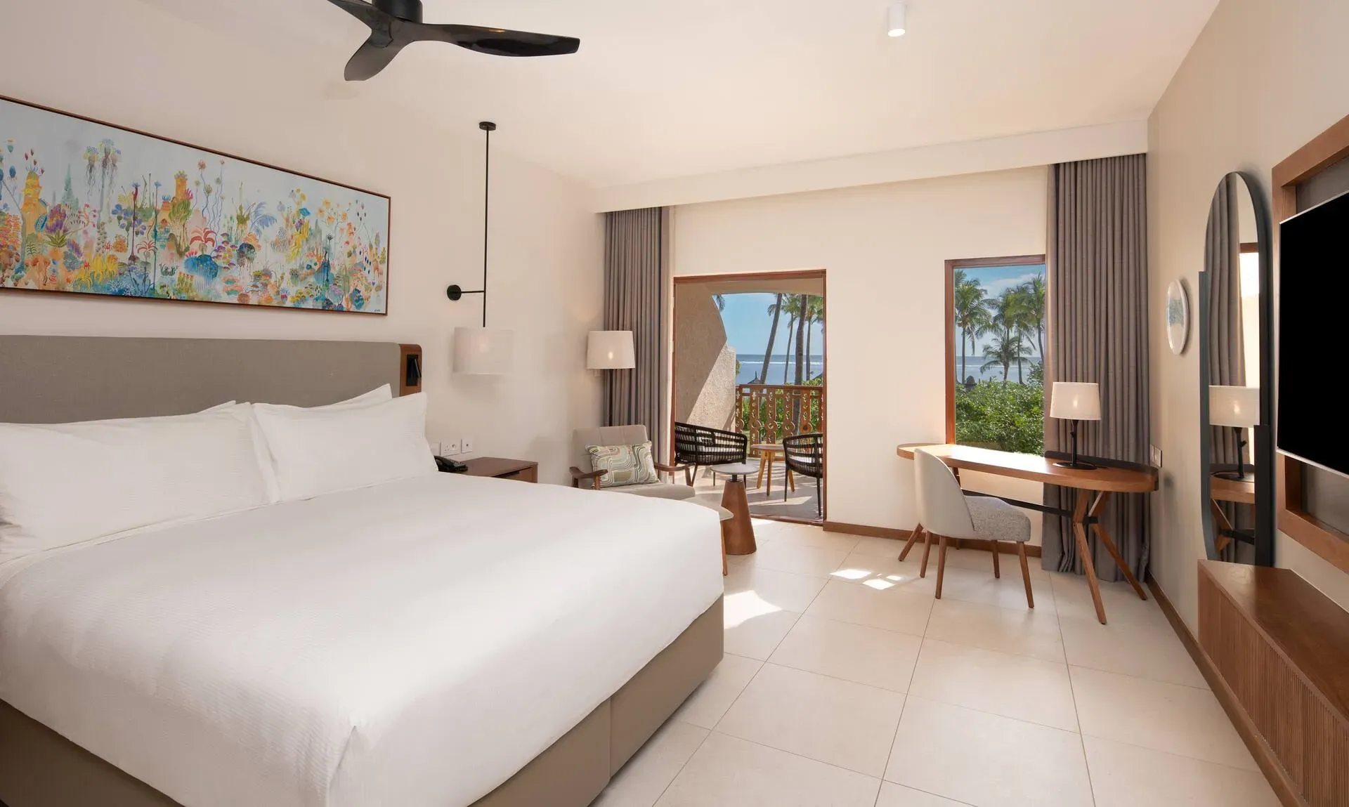 King Deluxe Room with garden view at Hilton Mauritius Resort & Spa
