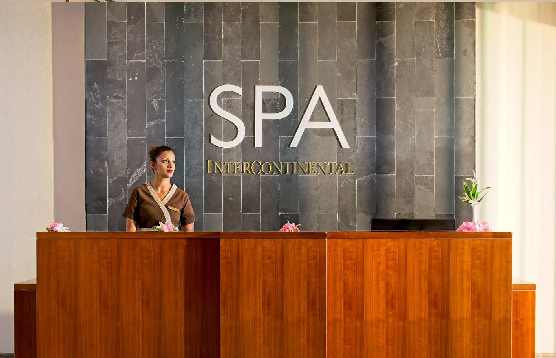 Reception desk at Spa InterContinental, InterContinental Mauritius Resort Balaclava Fort