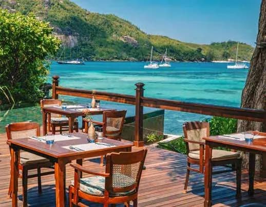 Bounty Restaurant deck overlooking the bay at JA Enchanted Island Resort