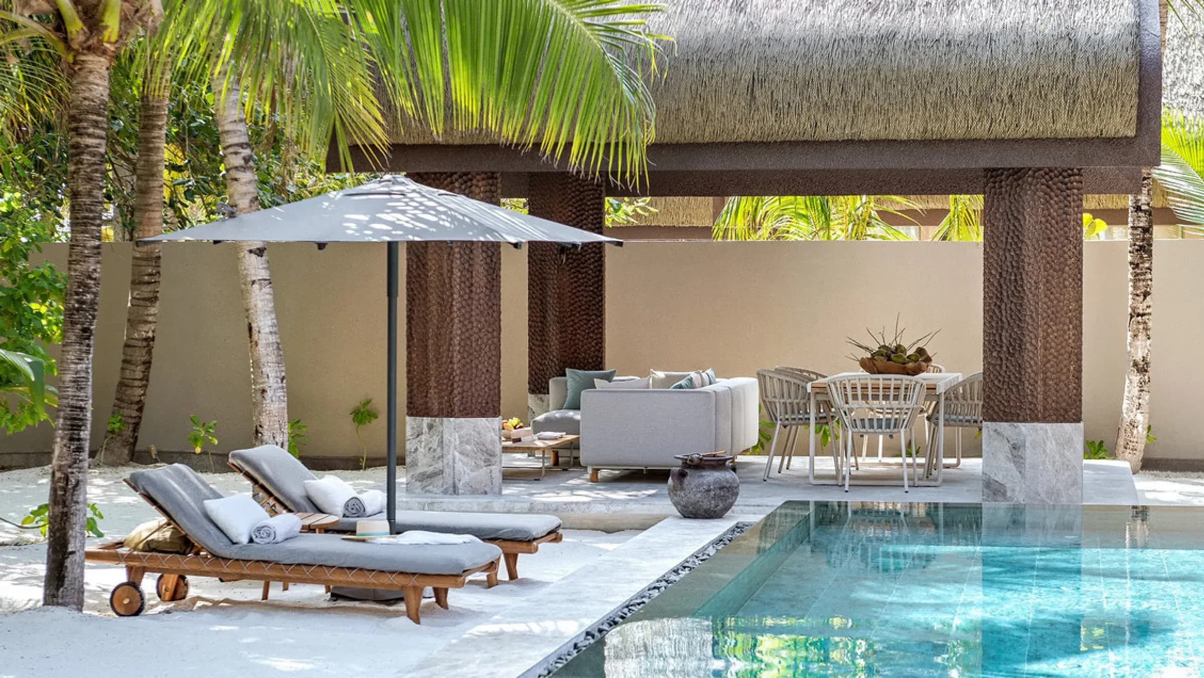 Two Bedroom Wellbeing Beach Pool Residence outdoor dining and pool, JOALI BEING