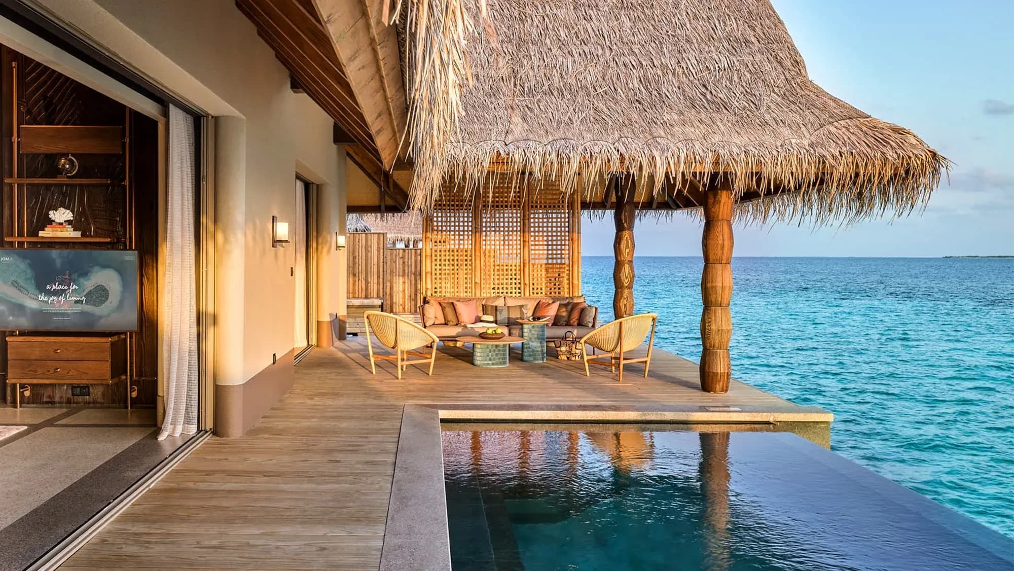 Luxury Water Villa with Pool outdoor deck over the lagoon at JOALI Maldives